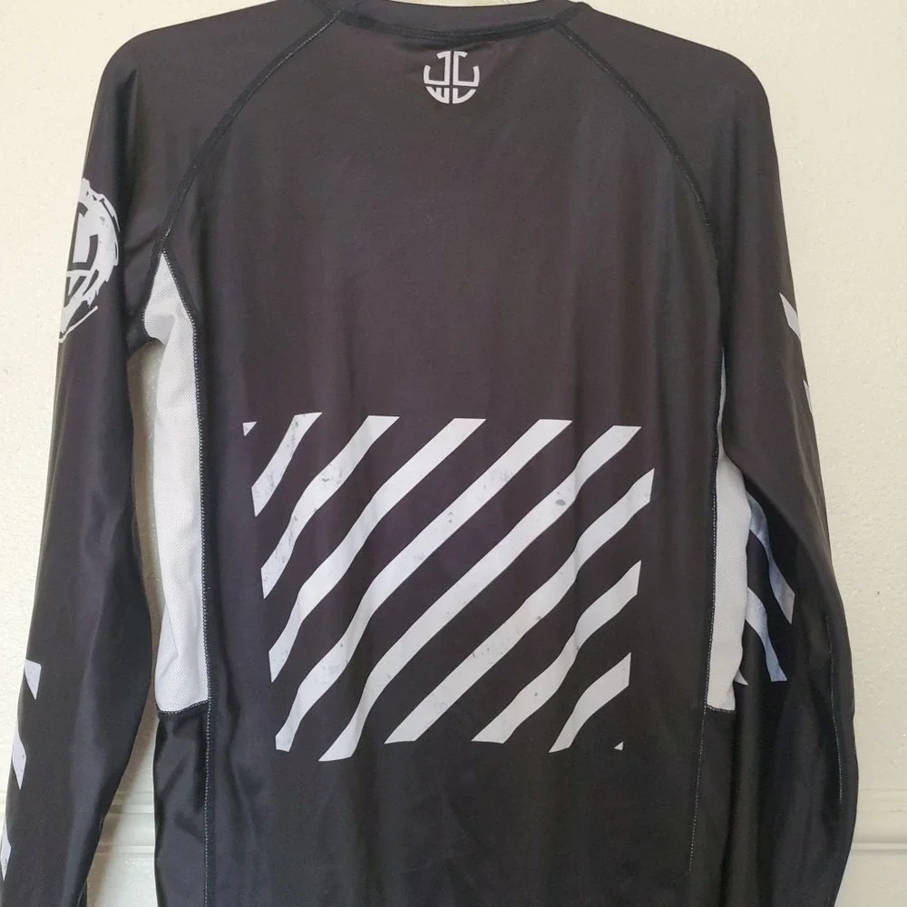 Jiu Jitsu World League Rash Guard Mens Large Black Long Sleeve MMA BJJ Shirt